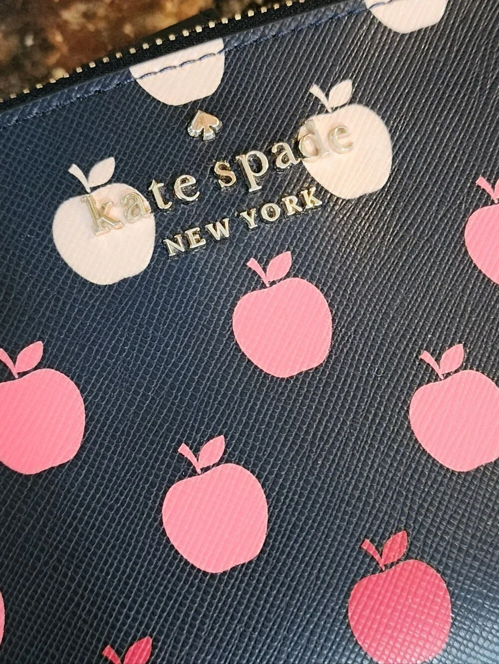 KATE SPADE Apple Wallet  Large Red Pink Continental  Multi Compartment EUC Navy